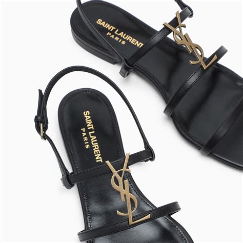 ysl cassandre sandal black|yves saint laurent flat sandals.